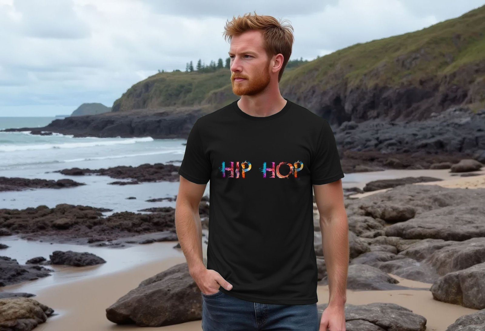 Hip Hop painted-style mens t-shirt - Image 4