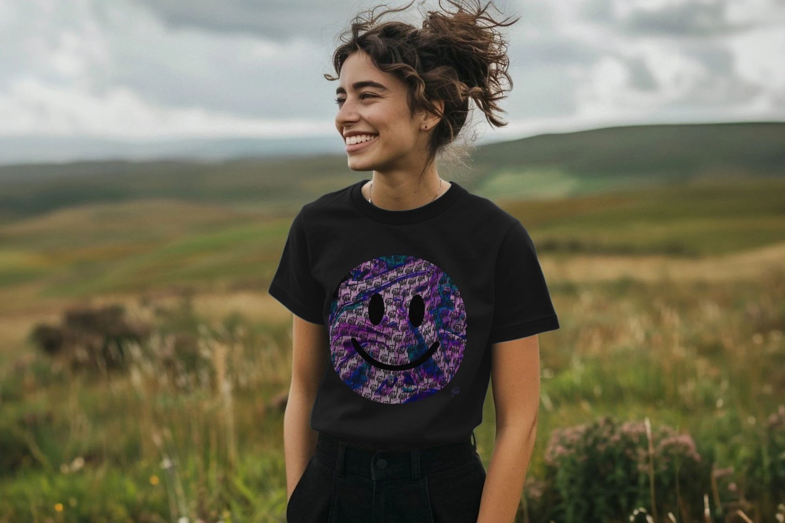 "Purple Head" Happy House womens t-shirt